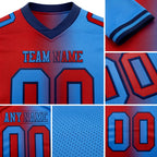 Custom Powder Blue Red-Navy Authentic Gradient Fashion Football Jersey detail