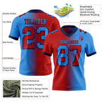 Custom Powder Blue Red-Navy Authentic Gradient Fashion Football Jersey photo 2