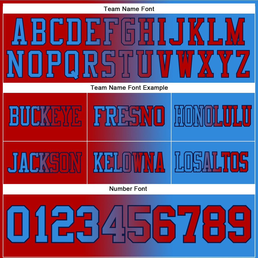 Custom Powder Blue Red-Navy Authentic Gradient Fashion Football Jersey photo 3