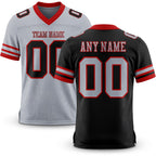 Custom Black Gray-Red Authentic Gradient Fashion Football Jersey