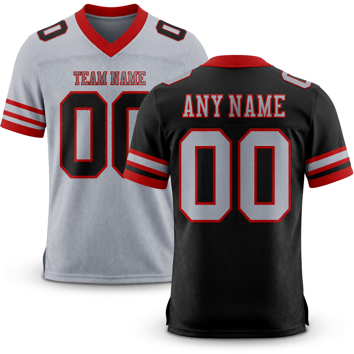 Custom Black Gray-Red Authentic Gradient Fashion Football Jersey