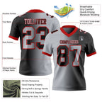 Custom Black Gray-Red Authentic Gradient Fashion Football Jersey photo 3