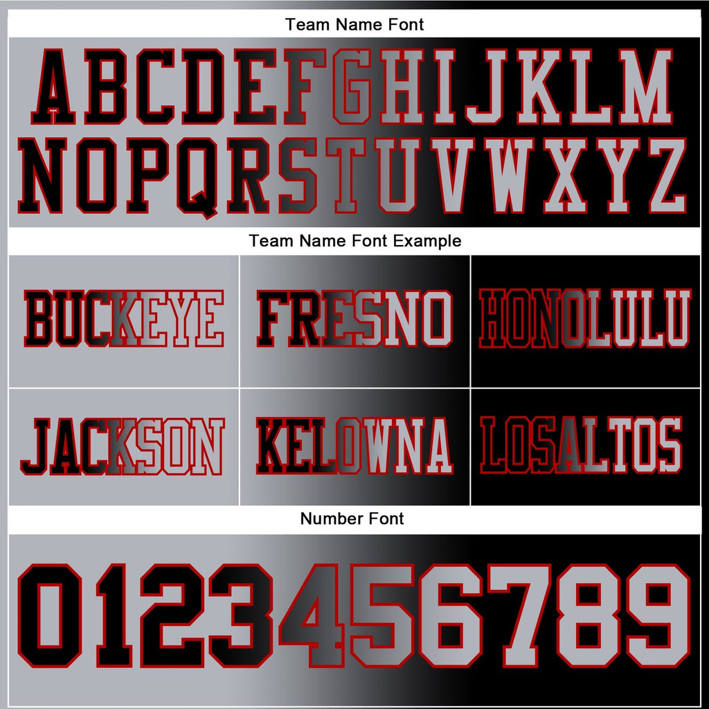 Custom Black Gray-Red Authentic Gradient Fashion Football Jersey photo 4