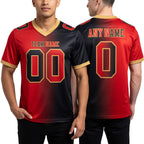 Custom Black Red-Old Gold Authentic Gradient Fashion Football Jersey worn front and back