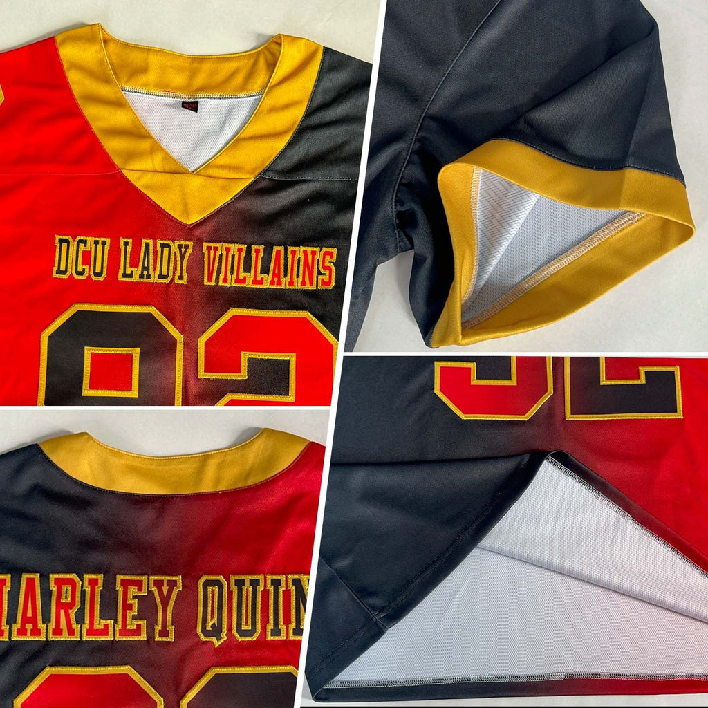 Custom Black Red-Old Gold Authentic Gradient Fashion Football Jersey photo 2