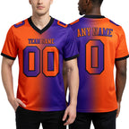 Custom Purple Orange-Black Authentic Gradient Fashion Football Jersey worn front and back