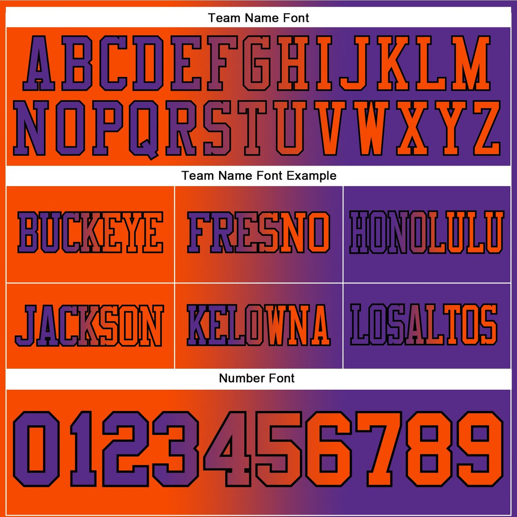 Custom Purple Orange-Black Authentic Gradient Fashion Football Jersey photo 2