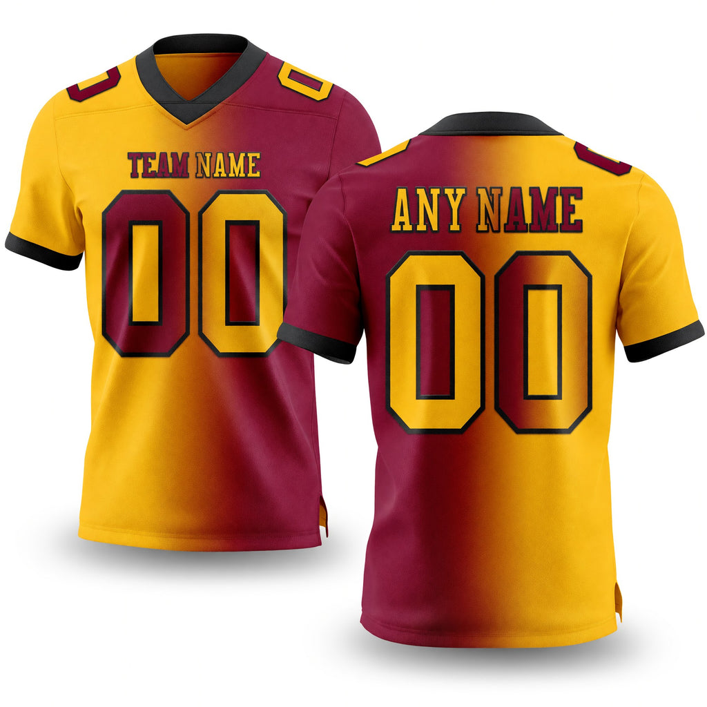 Custom Maroon Gold-Black Authentic Gradient Fashion Football Jersey