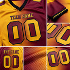 Custom Maroon Gold-Black Authentic Gradient Fashion Football Jersey detail