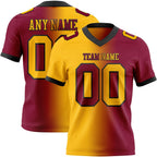 Custom Maroon Gold-Black Authentic Gradient Fashion Football Jersey photo 1