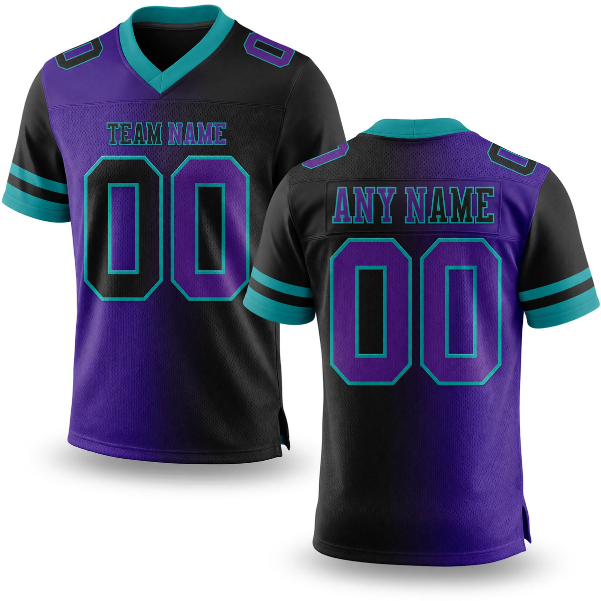 Custom Black Purple-Teal Authentic Gradient Fashion Football Jersey