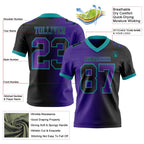 Custom Black Purple-Teal Authentic Gradient Fashion Football Jersey photo 2