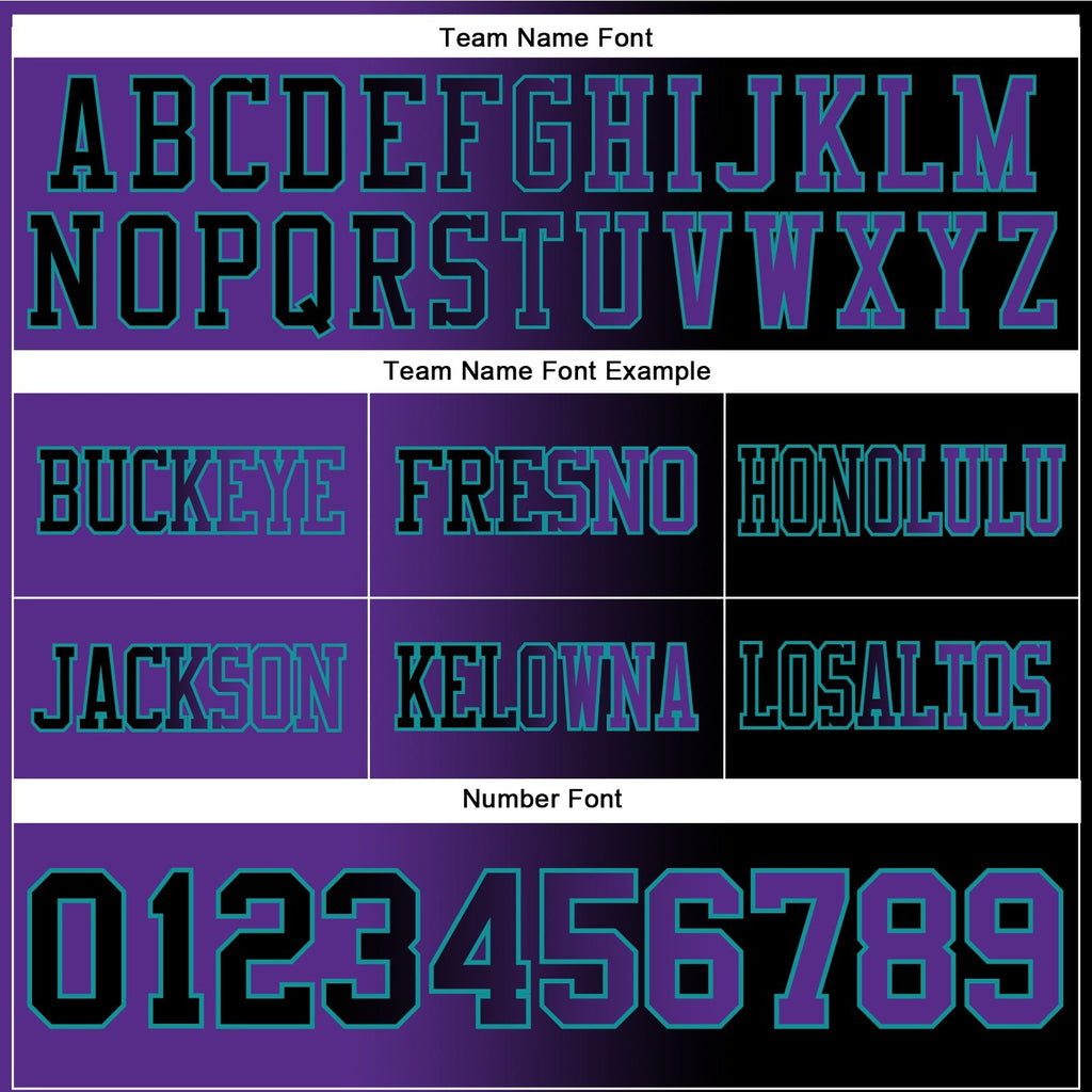 Custom Black Purple-Teal Authentic Gradient Fashion Football Jersey photo 3