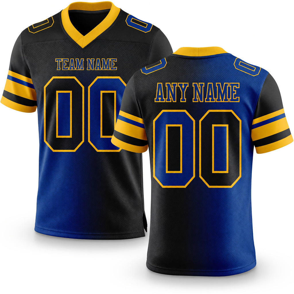 Custom Black Royal-Gold Authentic Gradient Fashion Football Jersey
