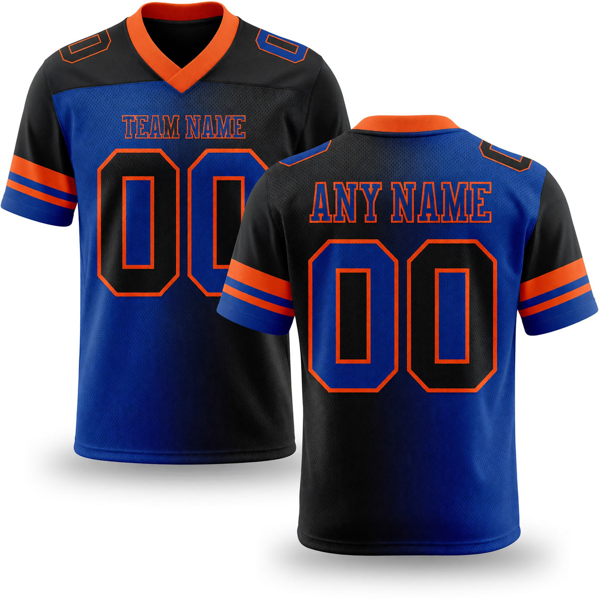 Custom Black Royal-Orange Authentic Gradient Fashion Football Jersey