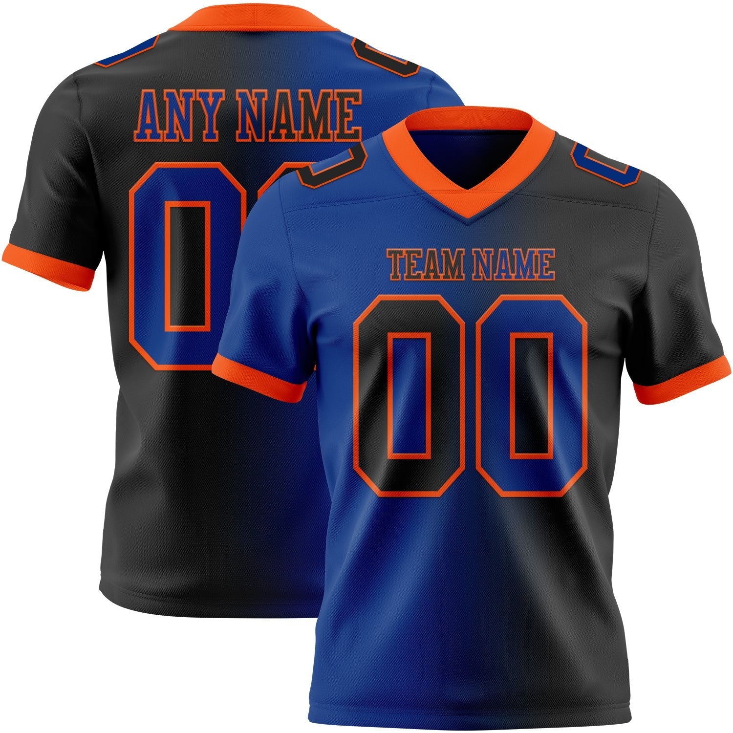 Custom Black Royal-Orange Authentic Gradient Fashion Football Jersey photo 1