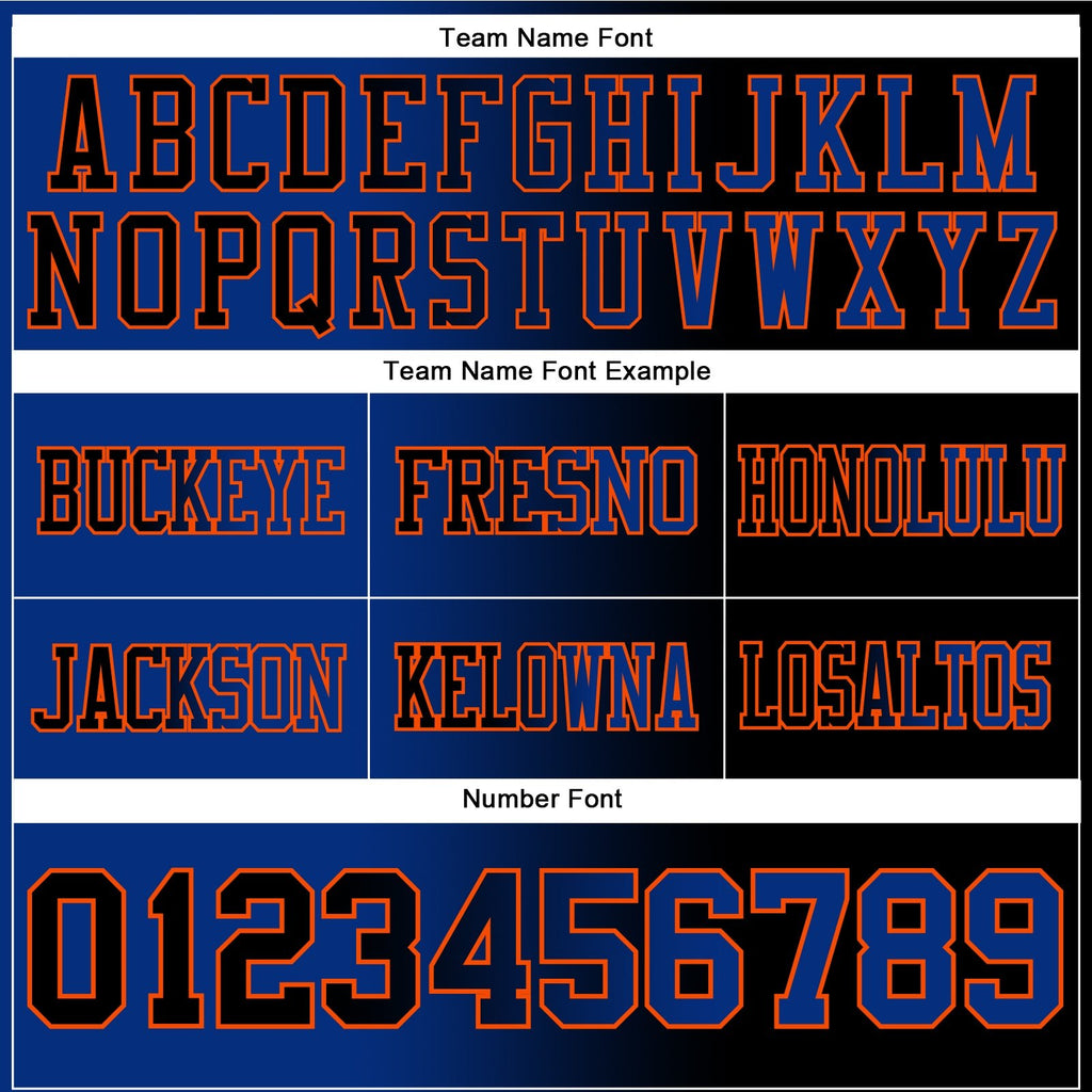 Custom Black Royal-Orange Authentic Gradient Fashion Football Jersey photo 3