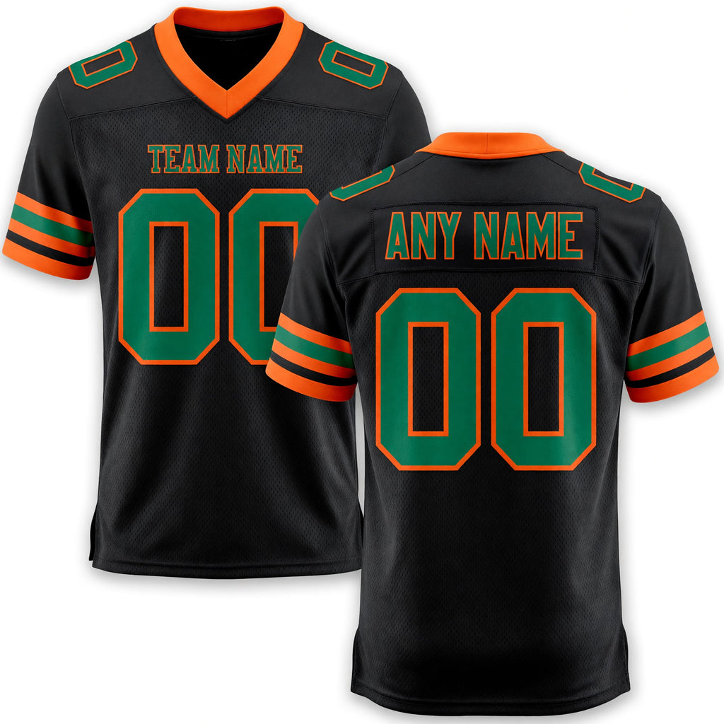 Custom Black Kelly Green-Orange Authentic Gradient Fashion Football Jersey