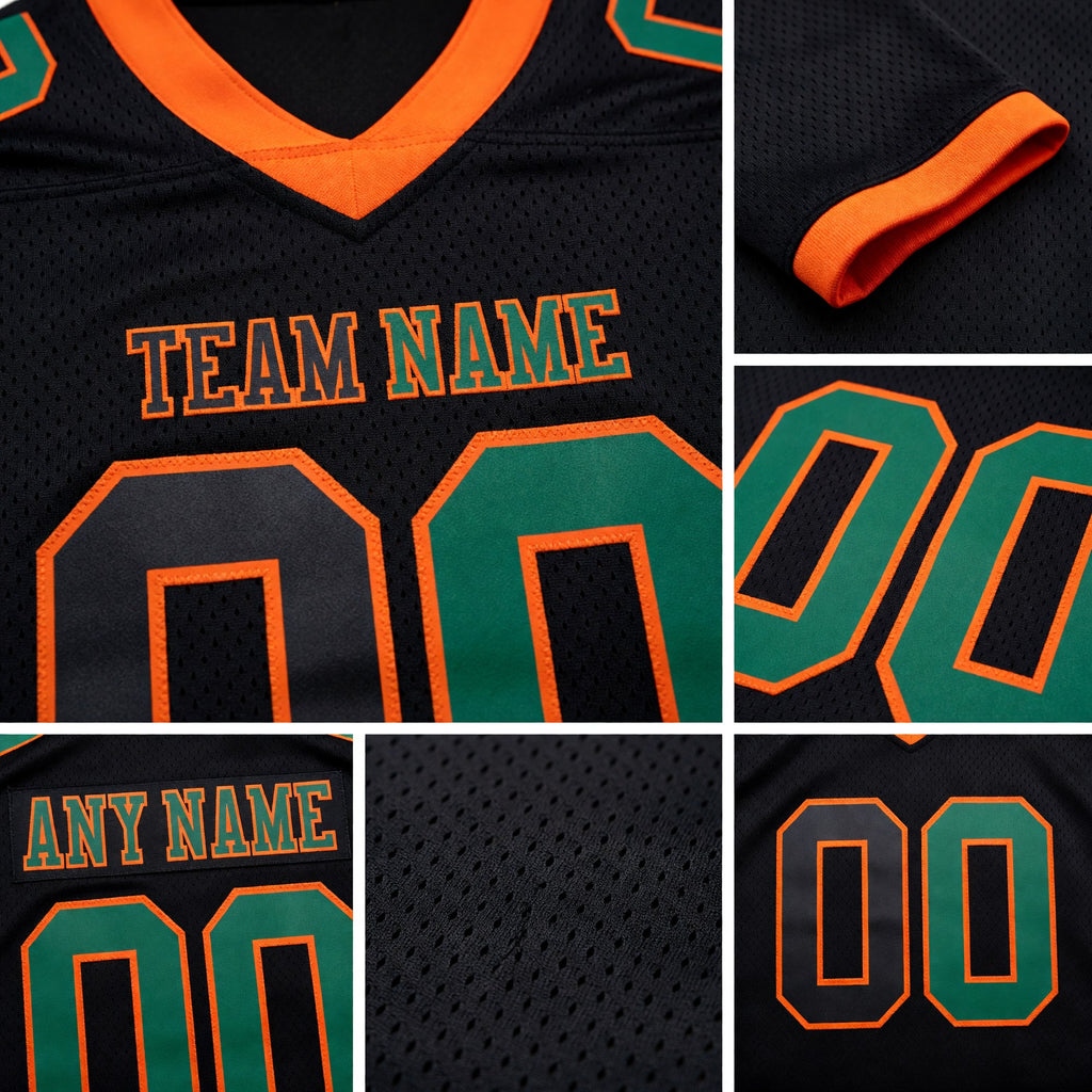 Custom Black Kelly Green-Orange Authentic Gradient Fashion Football Jersey detail