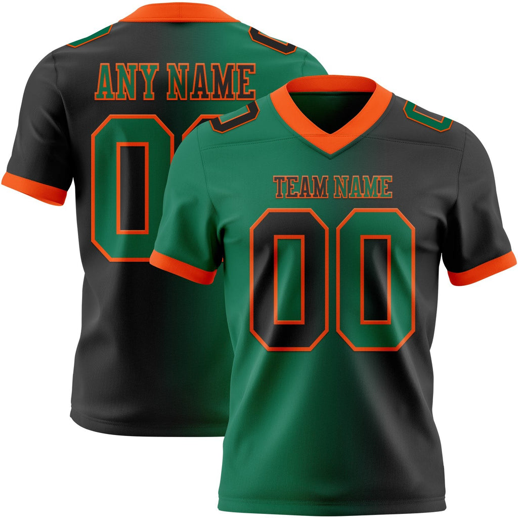 Custom Black Kelly Green-Orange Authentic Gradient Fashion Football Jersey photo 1