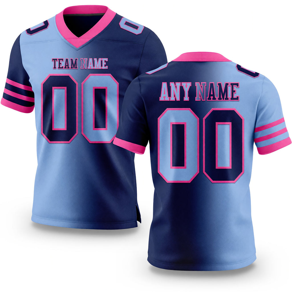Custom Navy Light Blue-Pink Authentic Gradient Fashion Football Jersey