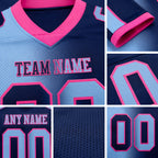 Custom Navy Light Blue-Pink Authentic Gradient Fashion Football Jersey detail