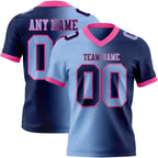 Custom Navy Light Blue-Pink Authentic Gradient Fashion Football Jersey photo 1
