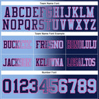 Custom Navy Light Blue-Pink Authentic Gradient Fashion Football Jersey photo 3