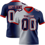 Custom Navy Gray-Red Authentic Gradient Fashion Football Jersey photo 1