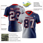 Custom Navy Gray-Red Authentic Gradient Fashion Football Jersey photo 2