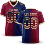Custom Navy Vintage USA Flag Maroon-Cream Authentic Gradient Fashion Football Jersey