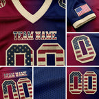Custom Navy Vintage USA Flag Maroon-Cream Authentic Gradient Fashion Football Jersey detail