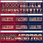 Custom Navy Vintage USA Flag Maroon-Cream Authentic Gradient Fashion Football Jersey photo 3