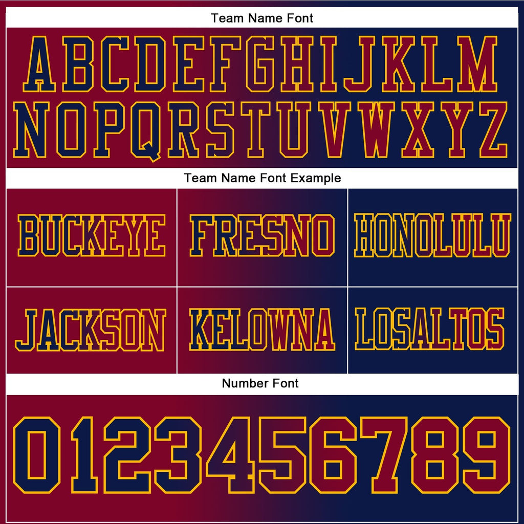 Custom Navy Maroon-Gold Authentic Gradient Fashion Football Jersey photo 2