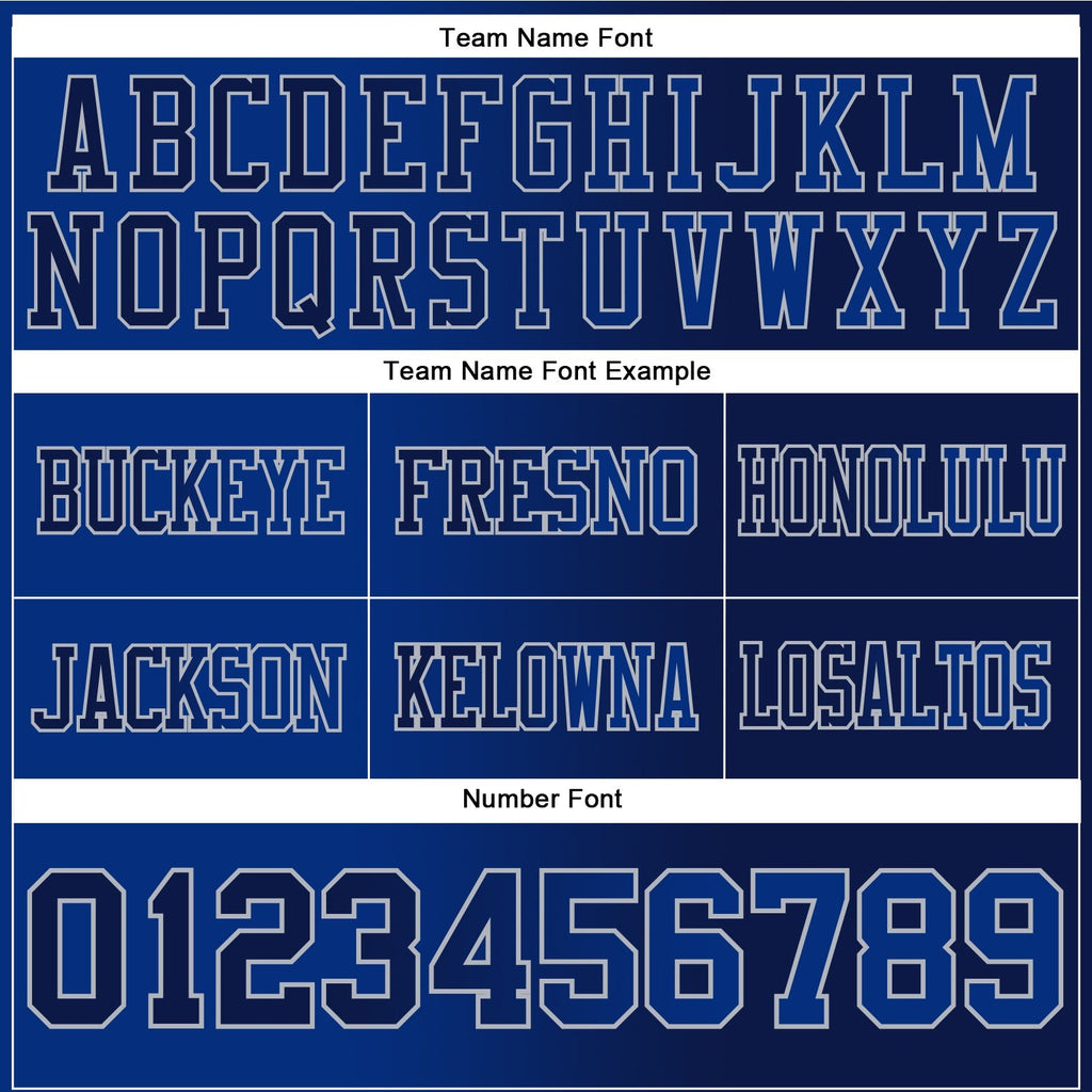 Custom Navy Royal-Gray Authentic Gradient Fashion Football Jersey photo 2