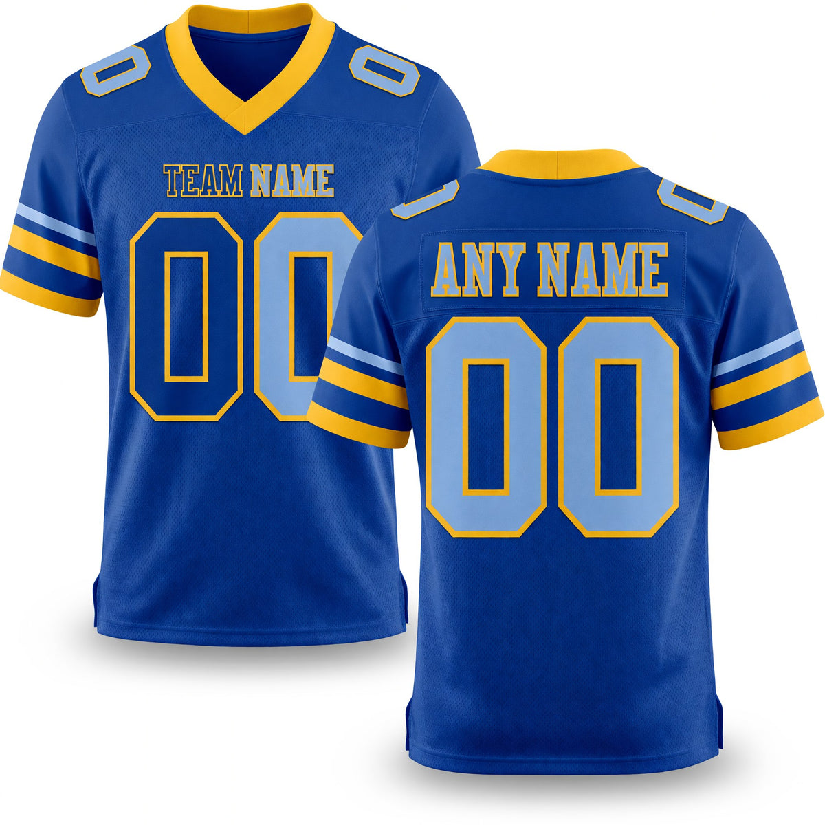 Custom Royal Light Blue-Gold Authentic Gradient Fashion Football Jersey