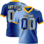 Custom Royal Light Blue-Gold Authentic Gradient Fashion Football Jersey photo 1