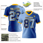 Custom Royal Light Blue-Gold Authentic Gradient Fashion Football Jersey photo 2