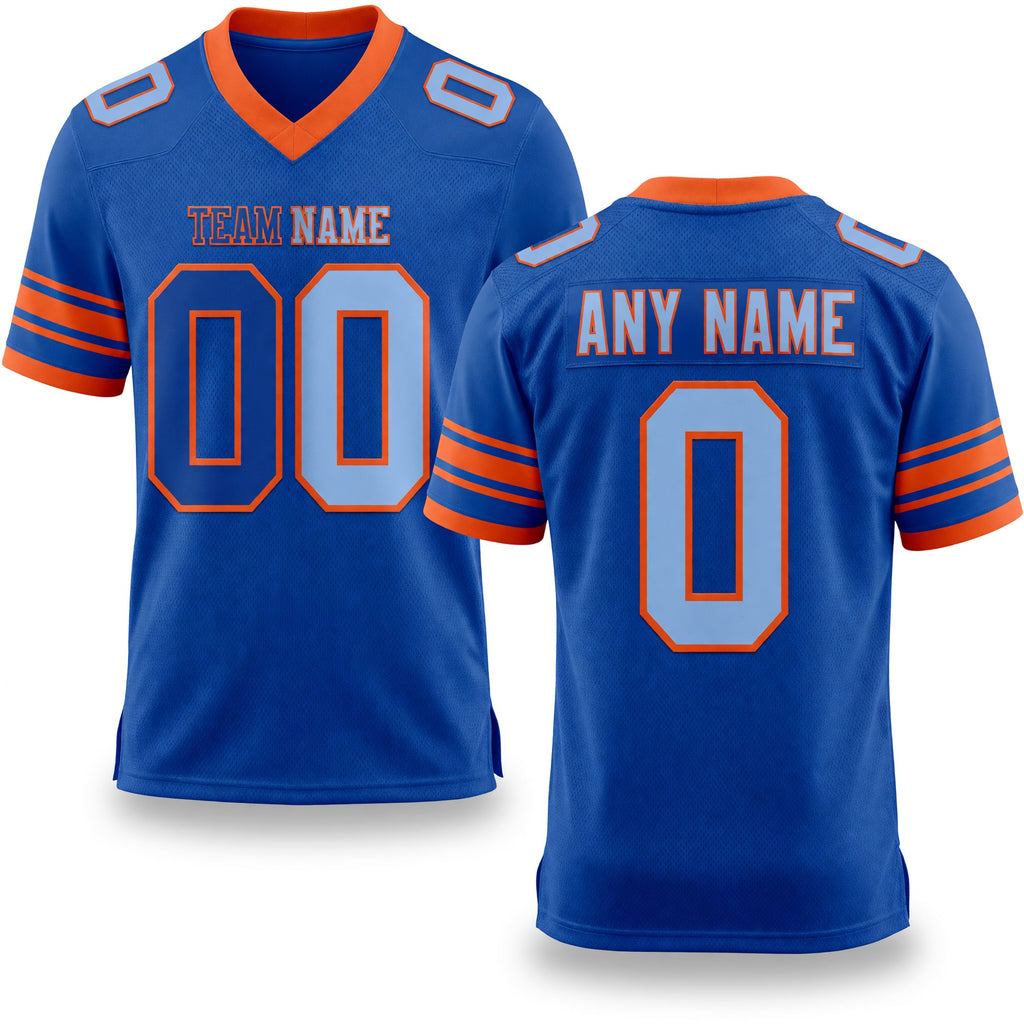 Custom Royal Light Blue-Orange Authentic Gradient Fashion Football Jersey