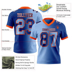 Custom Royal Light Blue-Orange Authentic Gradient Fashion Football Jersey photo 2
