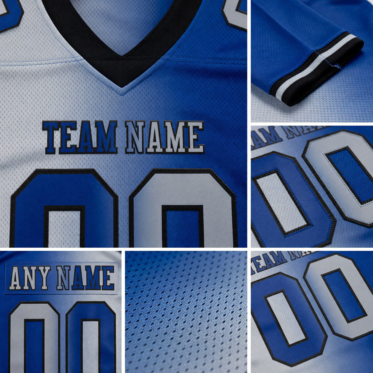 Custom Royal Gray-Black Authentic Gradient Fashion Football Jersey detail