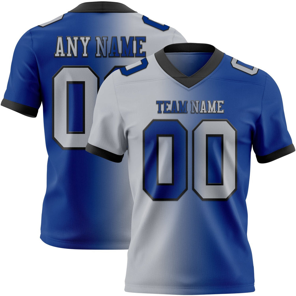 Custom Royal Gray-Black Authentic Gradient Fashion Football Jersey photo 1