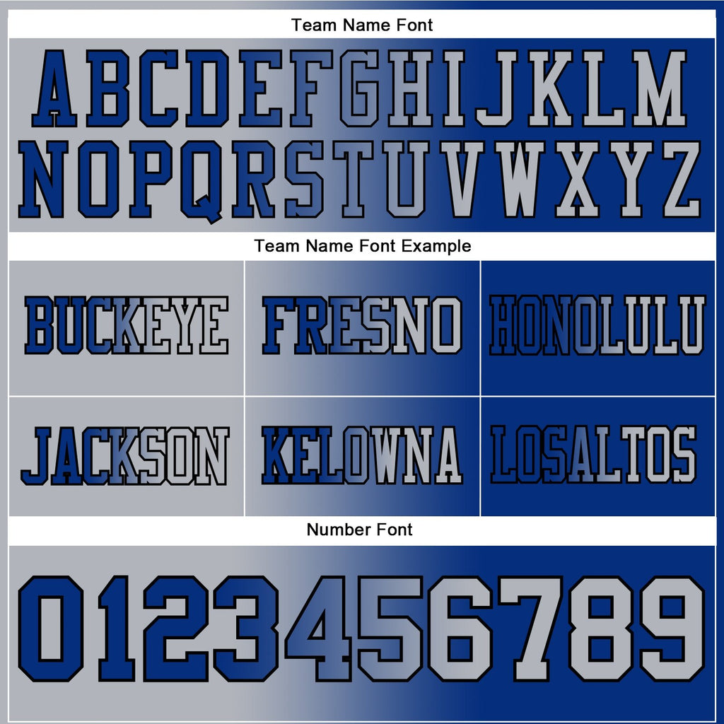 Custom Royal Gray-Black Authentic Gradient Fashion Football Jersey photo 3