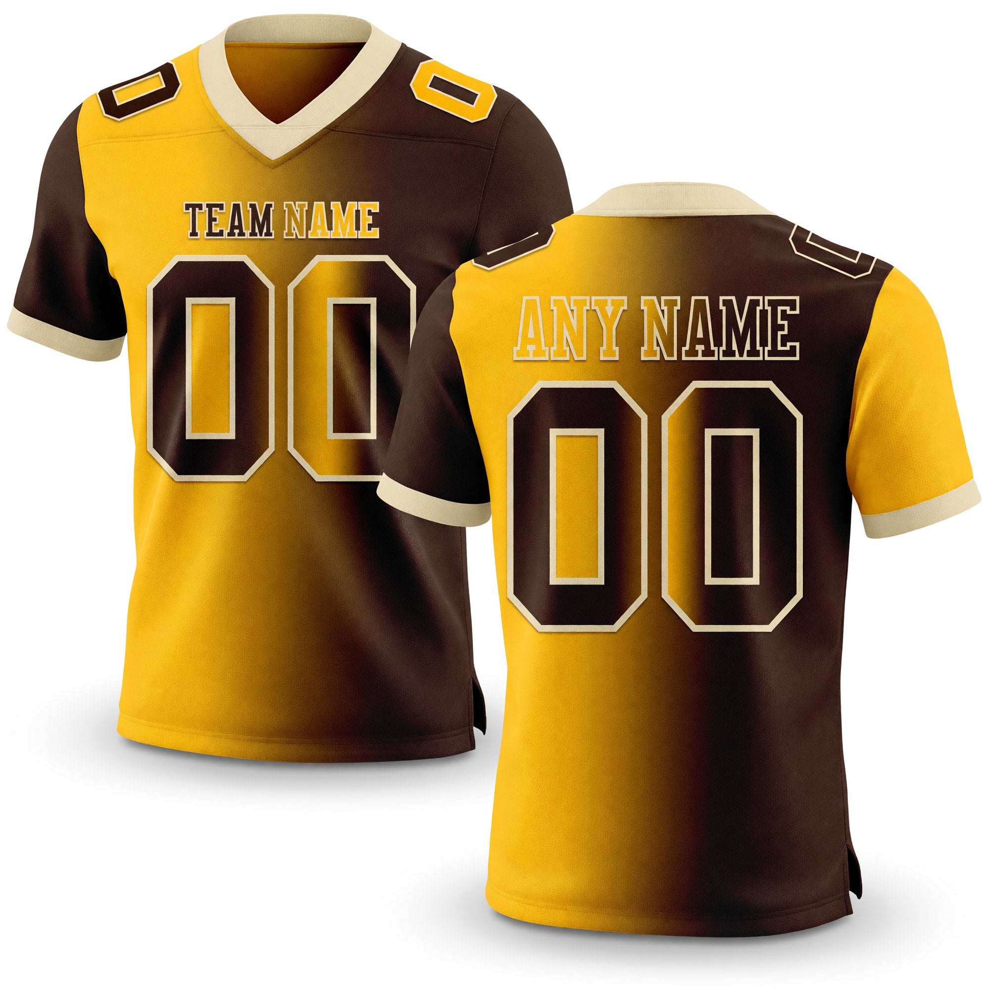 Custom Brown Gold-Cream Authentic Gradient Fashion Football Jersey
