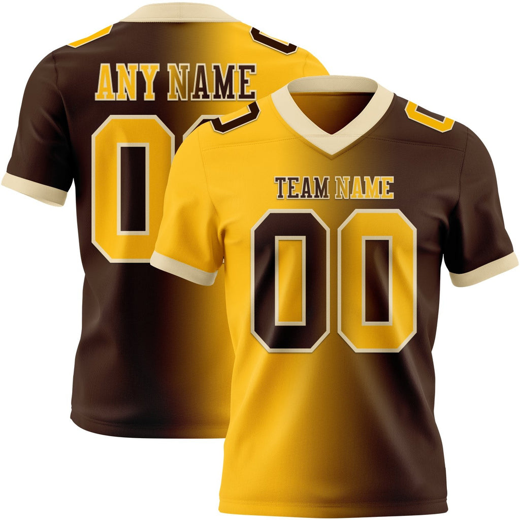 Custom Brown Gold-Cream Authentic Gradient Fashion Football Jersey photo 1