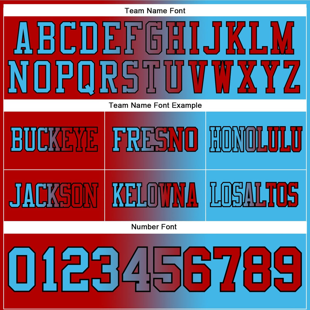 Custom Sky Blue Red-Black Authentic Gradient Fashion Football Jersey photo 2