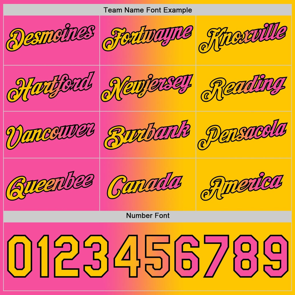 Custom Yellow Pink-Black Gradient Fashion Performance T-Shirt photo 3