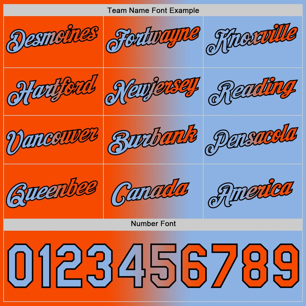 Custom Light Blue Orange-Black Gradient Fashion Performance T-Shirt photo 3