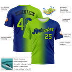 Custom Royal Neon Green-Black Gradient Fashion Performance T-Shirt photo 3