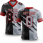 Custom Black Gray-Red Authentic Gradient Fashion Scratch Football Jersey